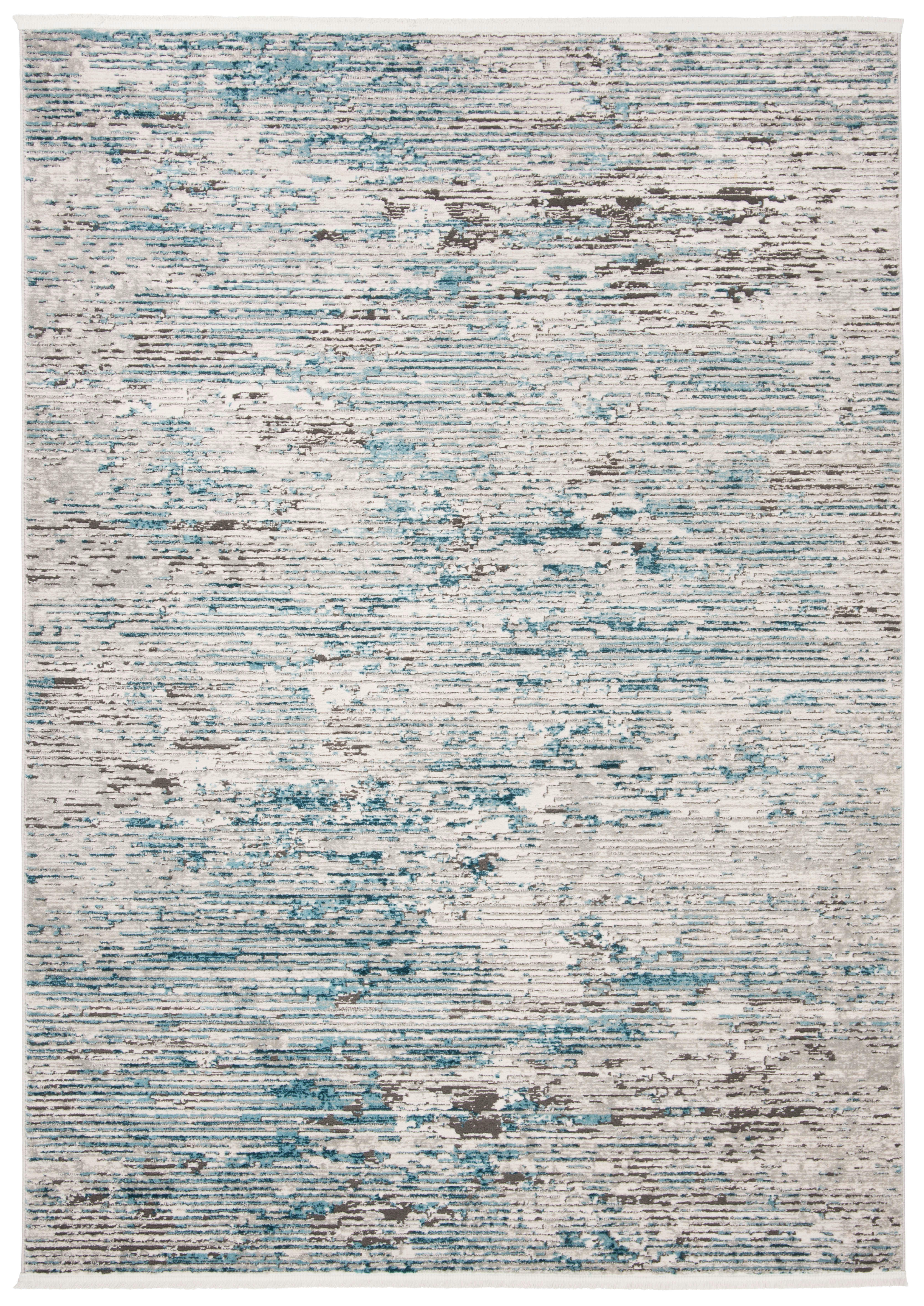 SHIVAN - Tapis de salon interieur en bleu & gris, 160 x 229 cm