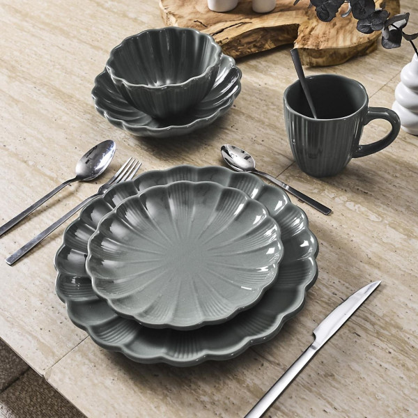 Duży talerz obiadowy Eden 27 cm szary ceramiczny