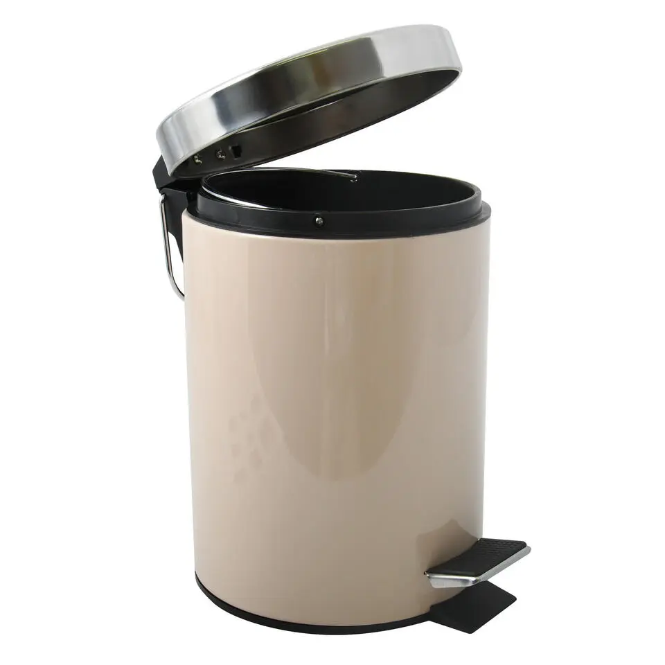 MSV badkamer/toilet pedaalemmer - beige - 3 liter - 17 x 25 cm