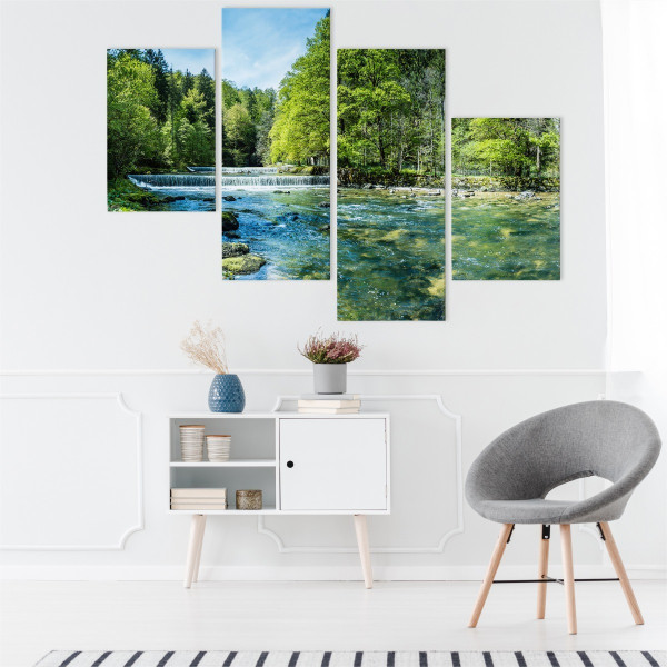 Obraz Tetraptyk PEJZAŻ Na Piękną Kaskadę 80x50cm
