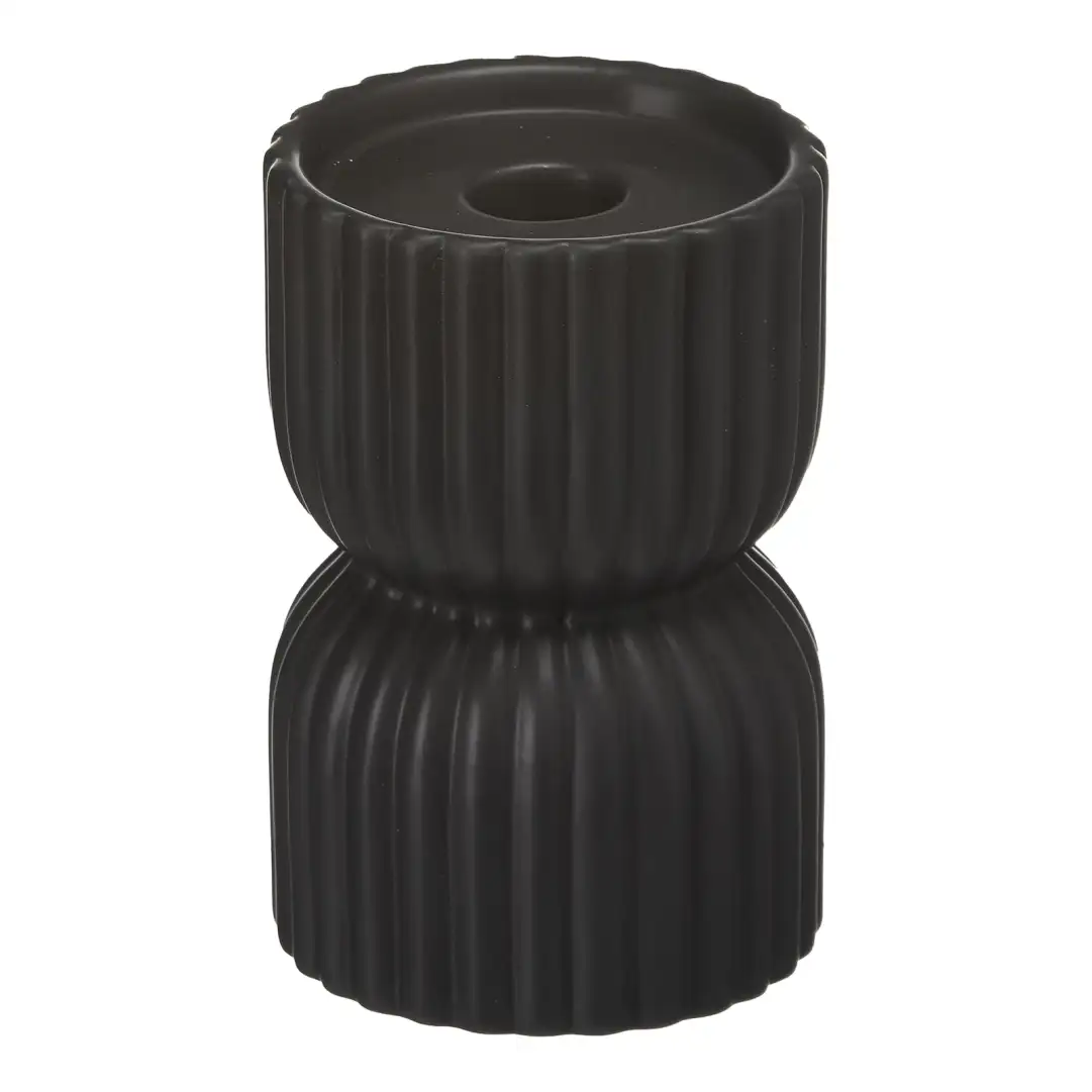 Kerzenhalter Rills Schwarz, ⌀ 11 cm, H 150 mm