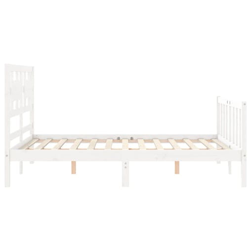 NNEVL Bed Frame with Headboard White 137x187 cm Double Solid Wood