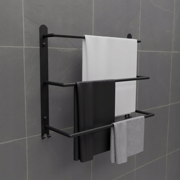 Wieszak Łazienkowy na ręczniki Ścienny Drabinka 40 cm POTRÓJNY Loft Czarny
