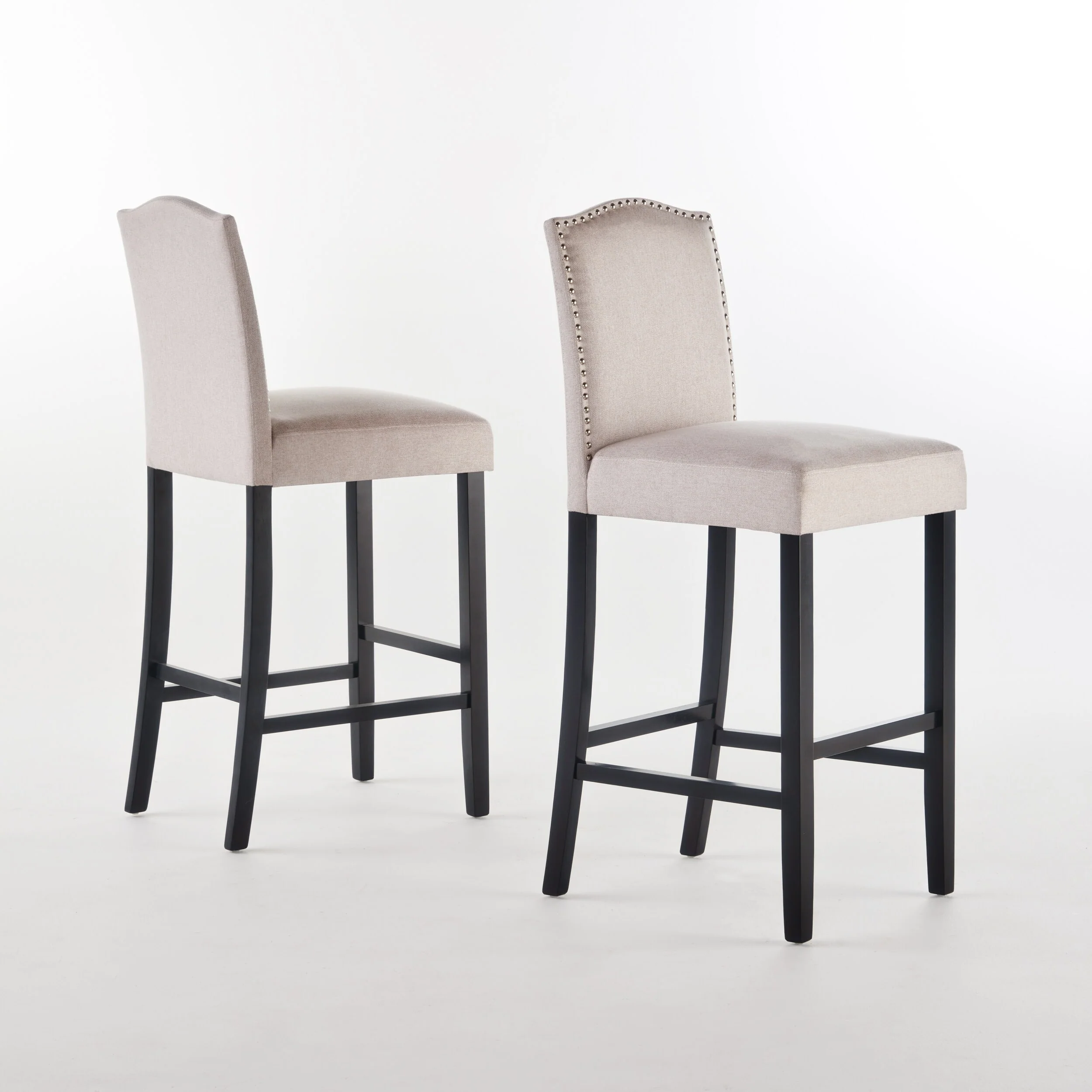 Roomfitters Barstool Set of 2, Modern Kitchen and Dining Seating, Beige