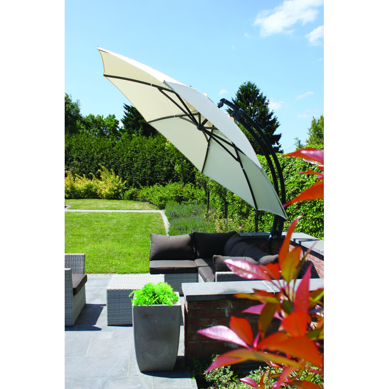 Parasol déporté et inclinable Easy Sun beige Ø 375 cm SUNGARDEN