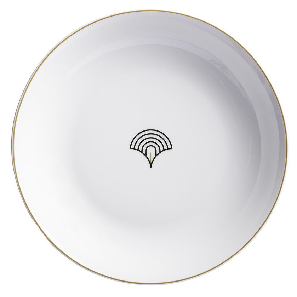 Assiette creuse blanche motif vague japonaise Ø21cm