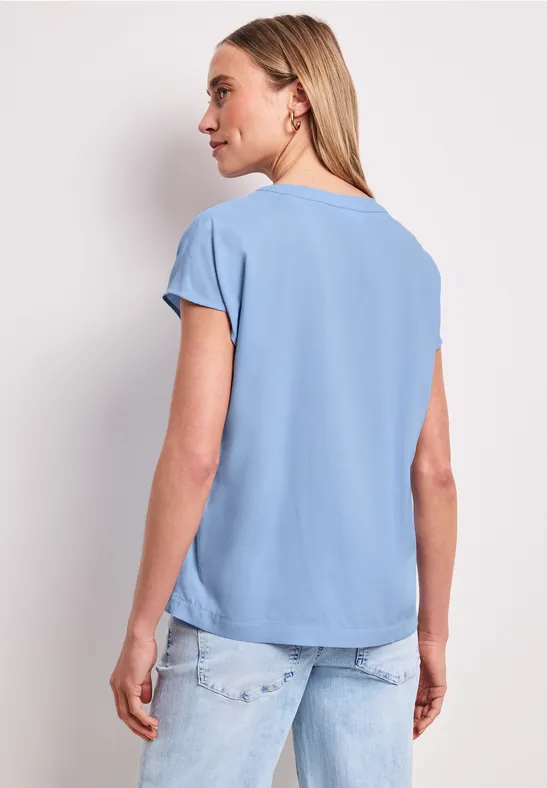 Blusenshirt in Unifarbe mit Split Neck