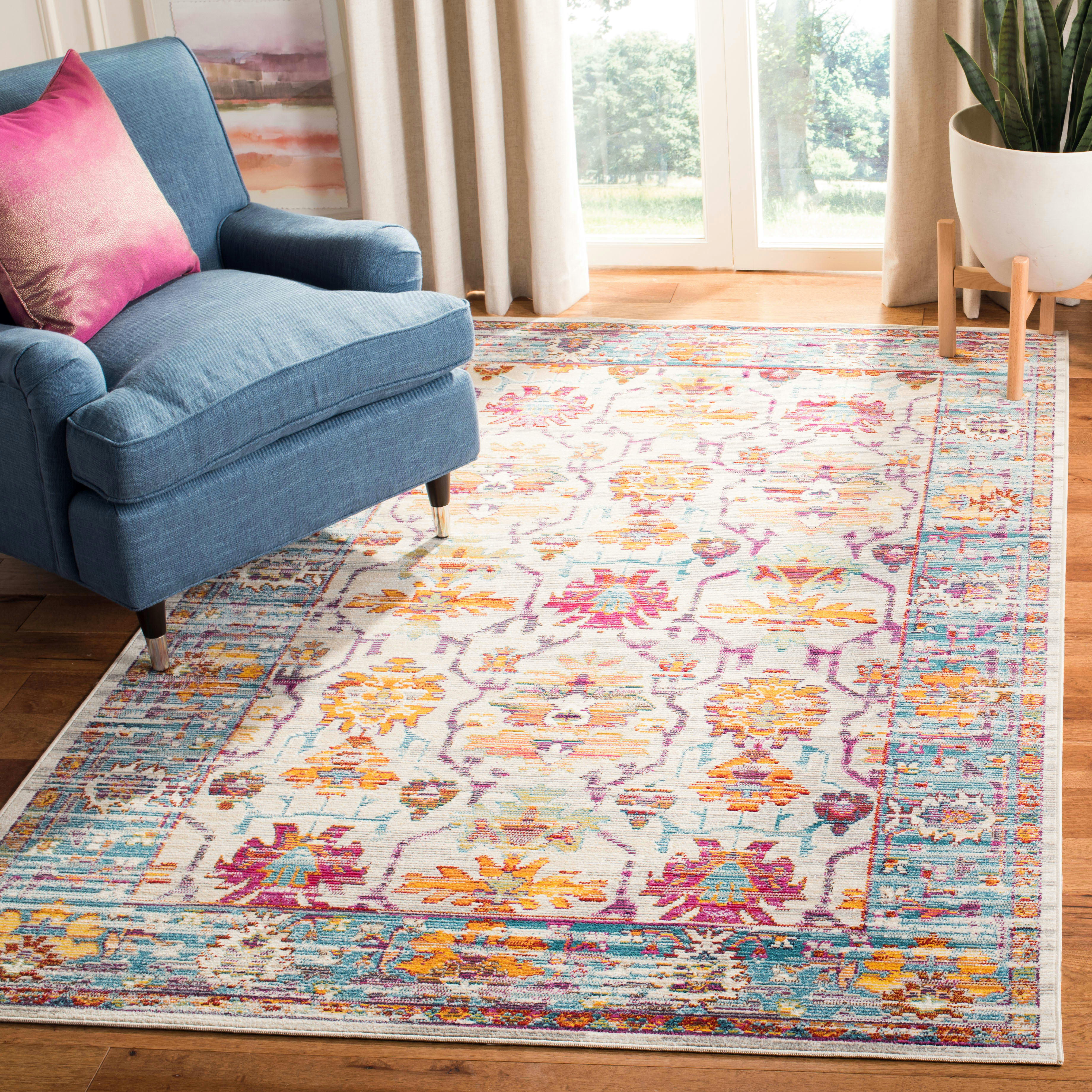 CRYSTAL - Tapis de salon interieur en crème & bleu canard, 152 x 244 cm