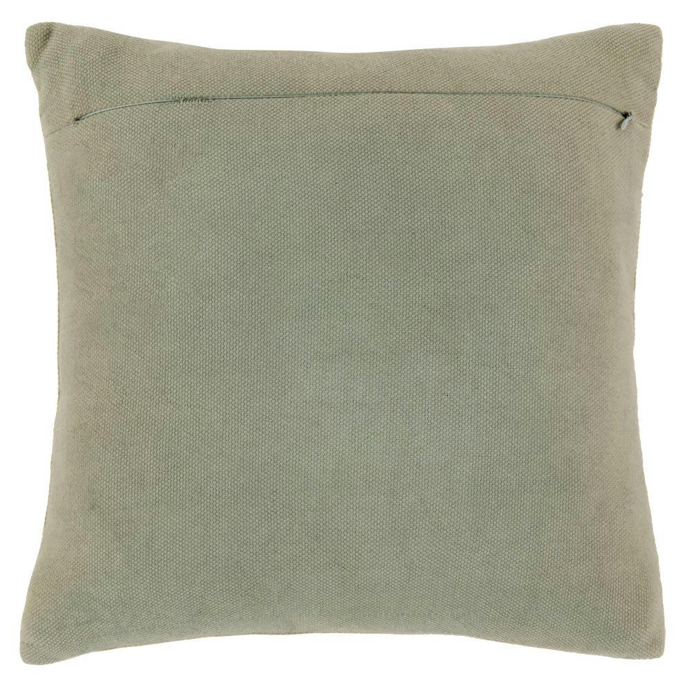 BASTET - Housse de coussin en coton bleu vert avec galon 40x40
