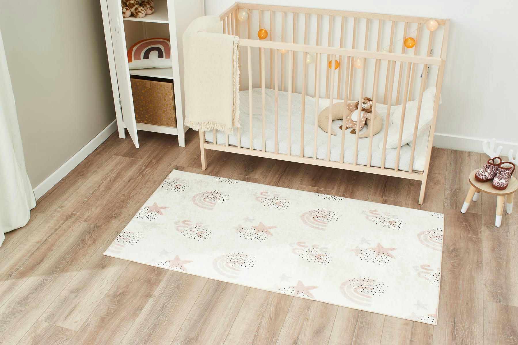 HAPPY - Tapis enfant ciel étoilé crème 80x150