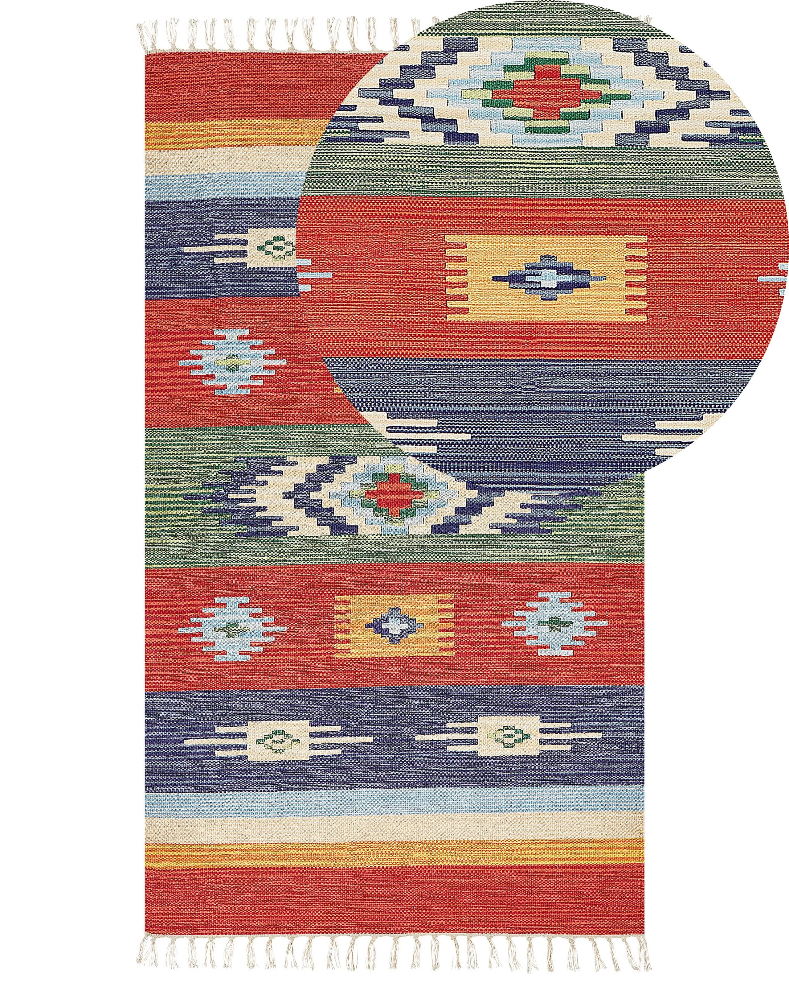 Dywan bawełniany kilim 80 x 150 cm wielokolorowy