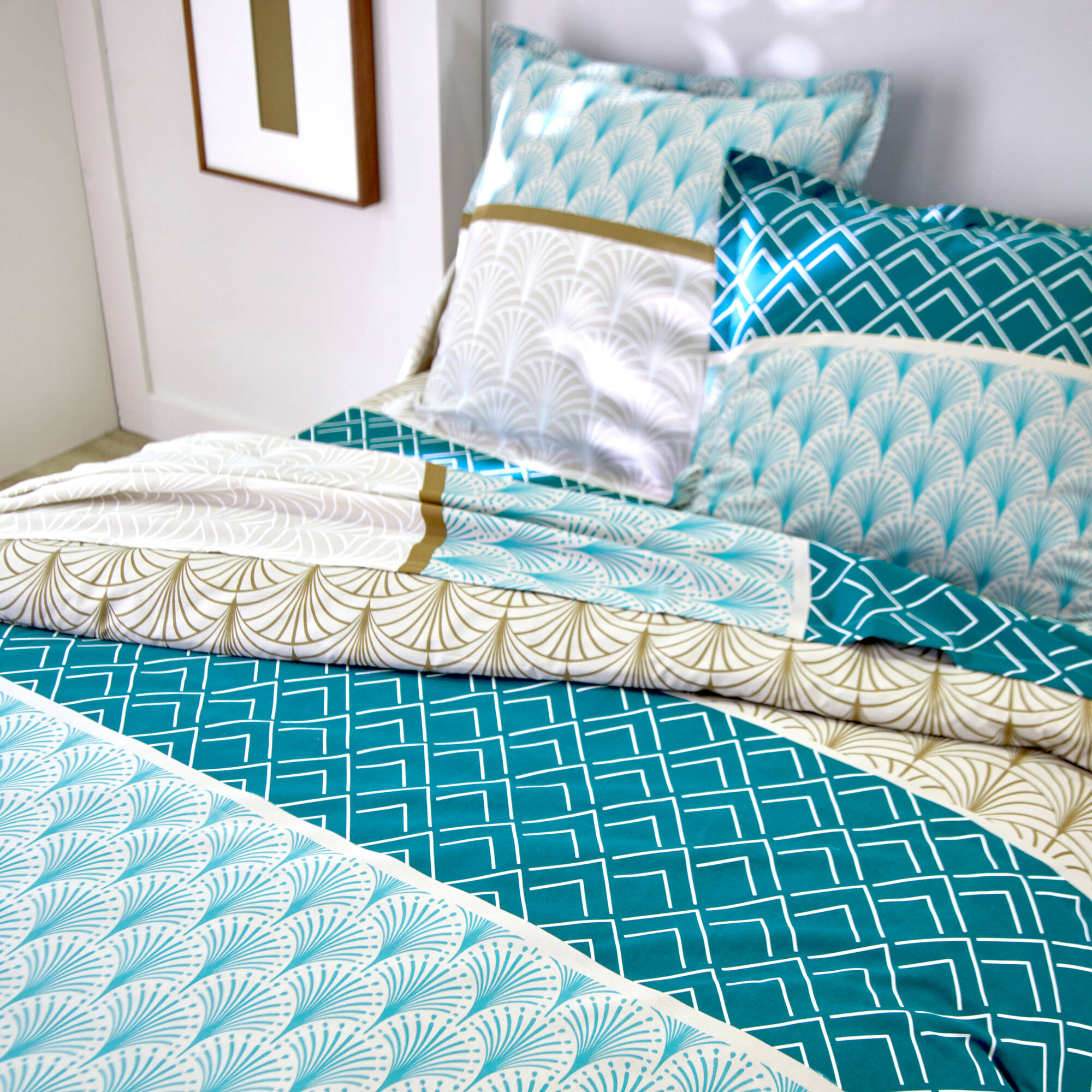 Linge de lit Eddy en coton à motifs graphiques