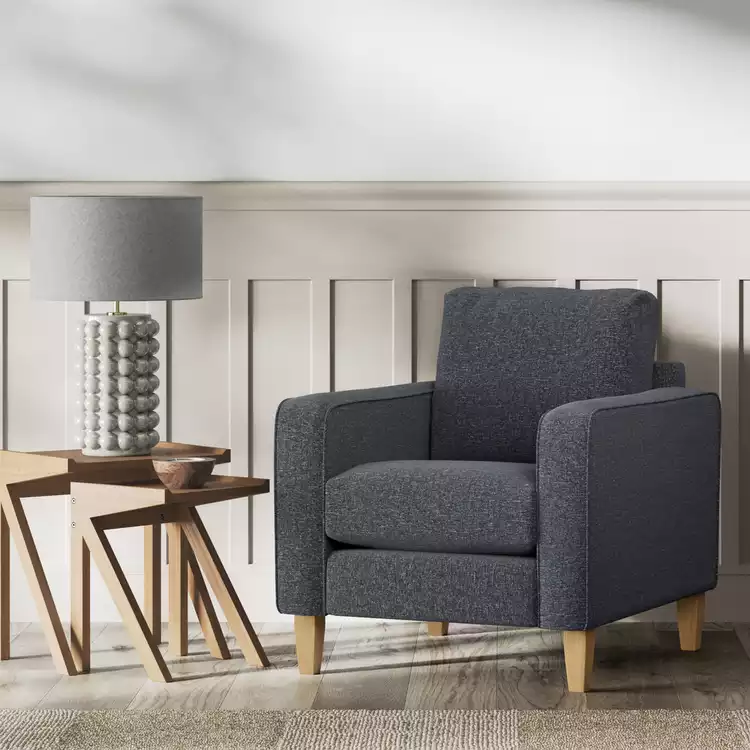 Habitat Flint Fabric Armchair - Charcoal - Ash Leg