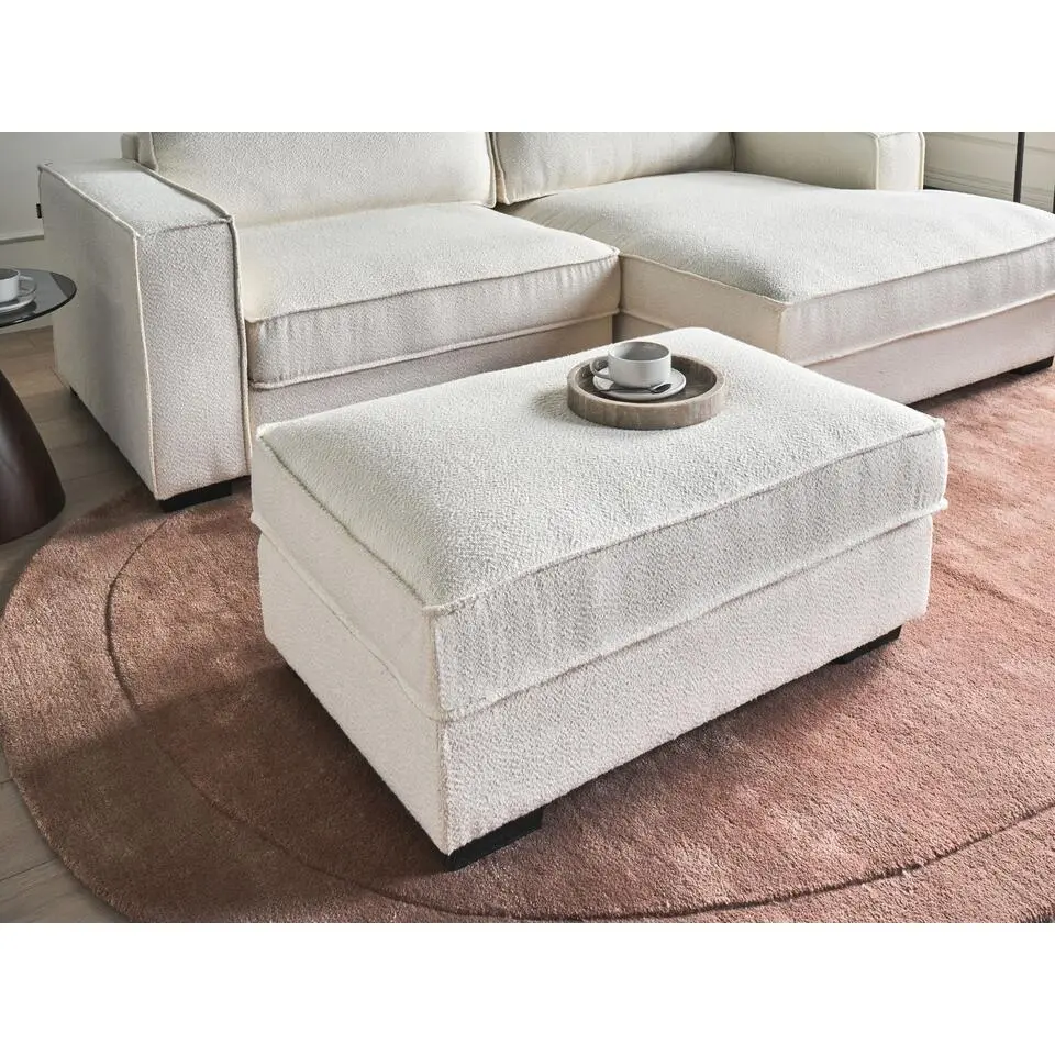 KOLDING - Ottomaan - Lichtbeige - Boucl&eacute;