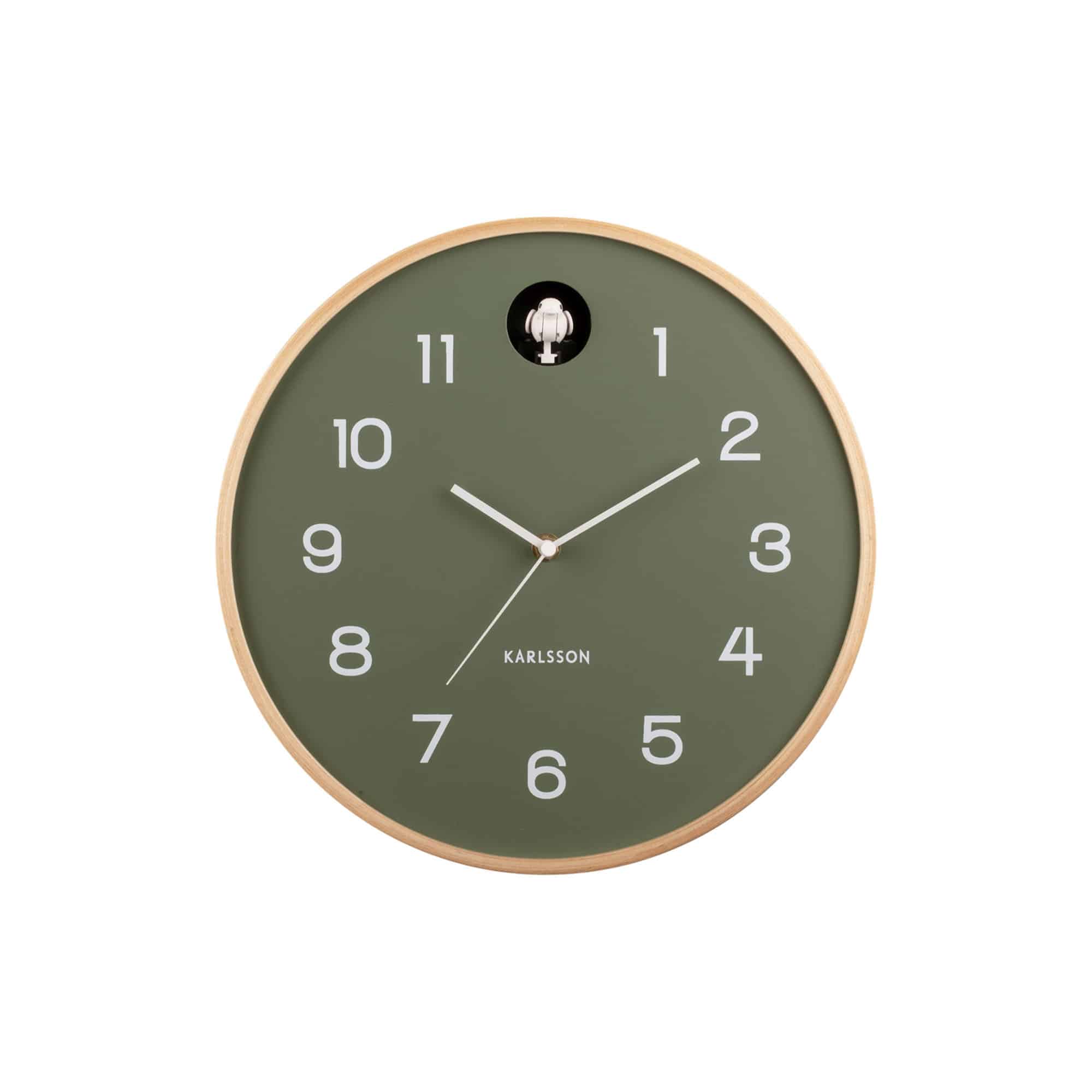 Karlsson wandklok Natural Cuckoo - groen - Ø31.5cm