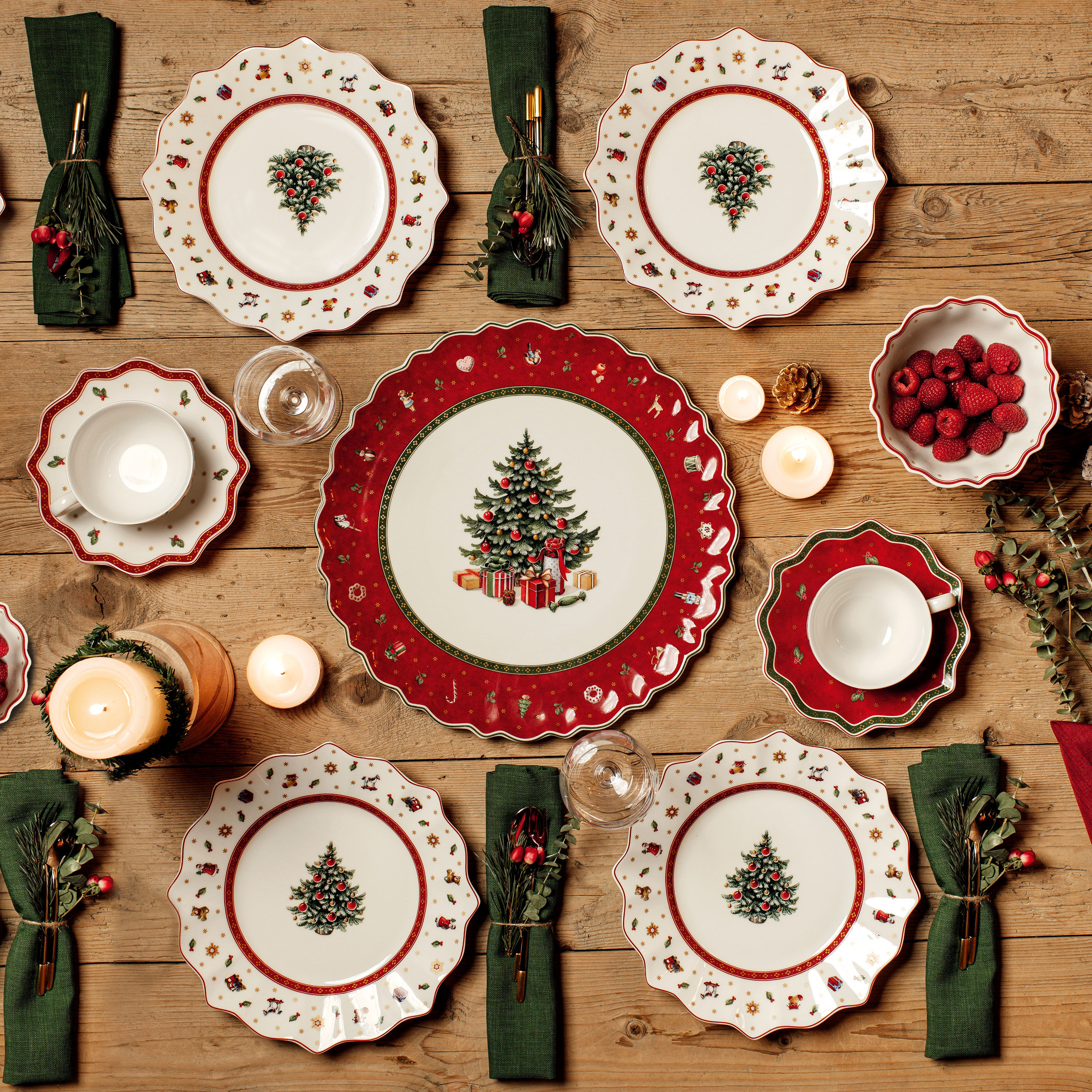 Toy's Delight Serving Platter - Red, 13'', Premium Porcelain
