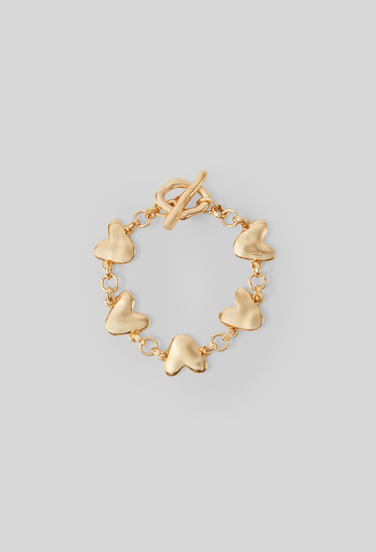 Bracelet cha&icirc;ne coeurs martelés