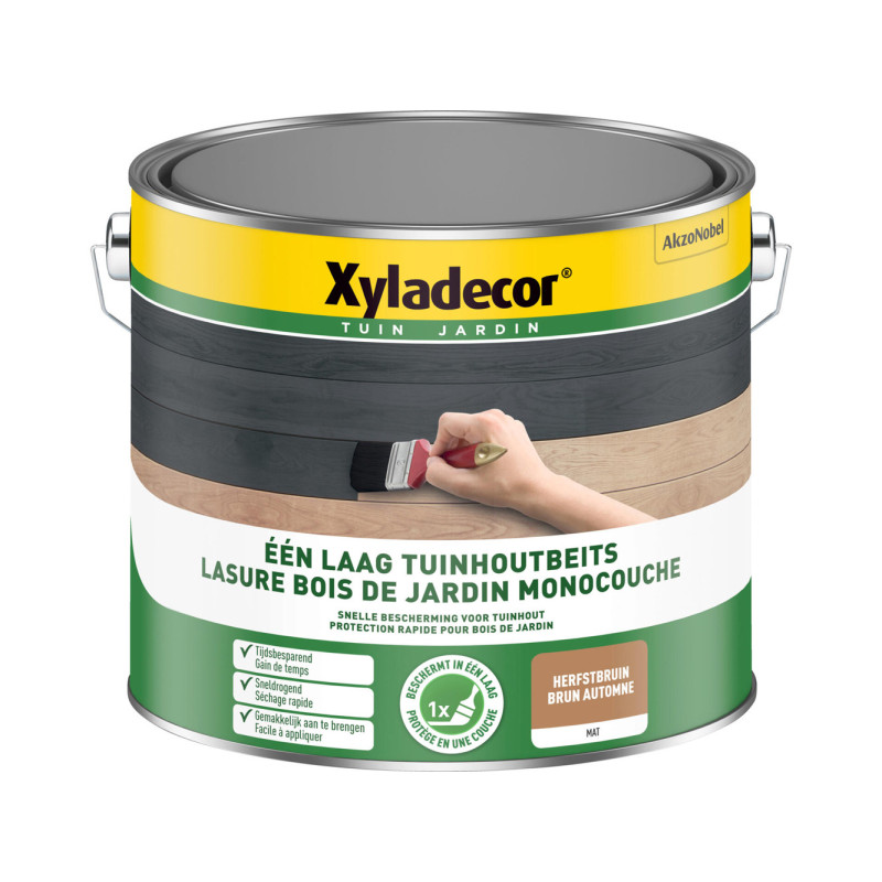 Lasure pour bois de jardin monocouche brun automne 2,5 L XYLADECOR