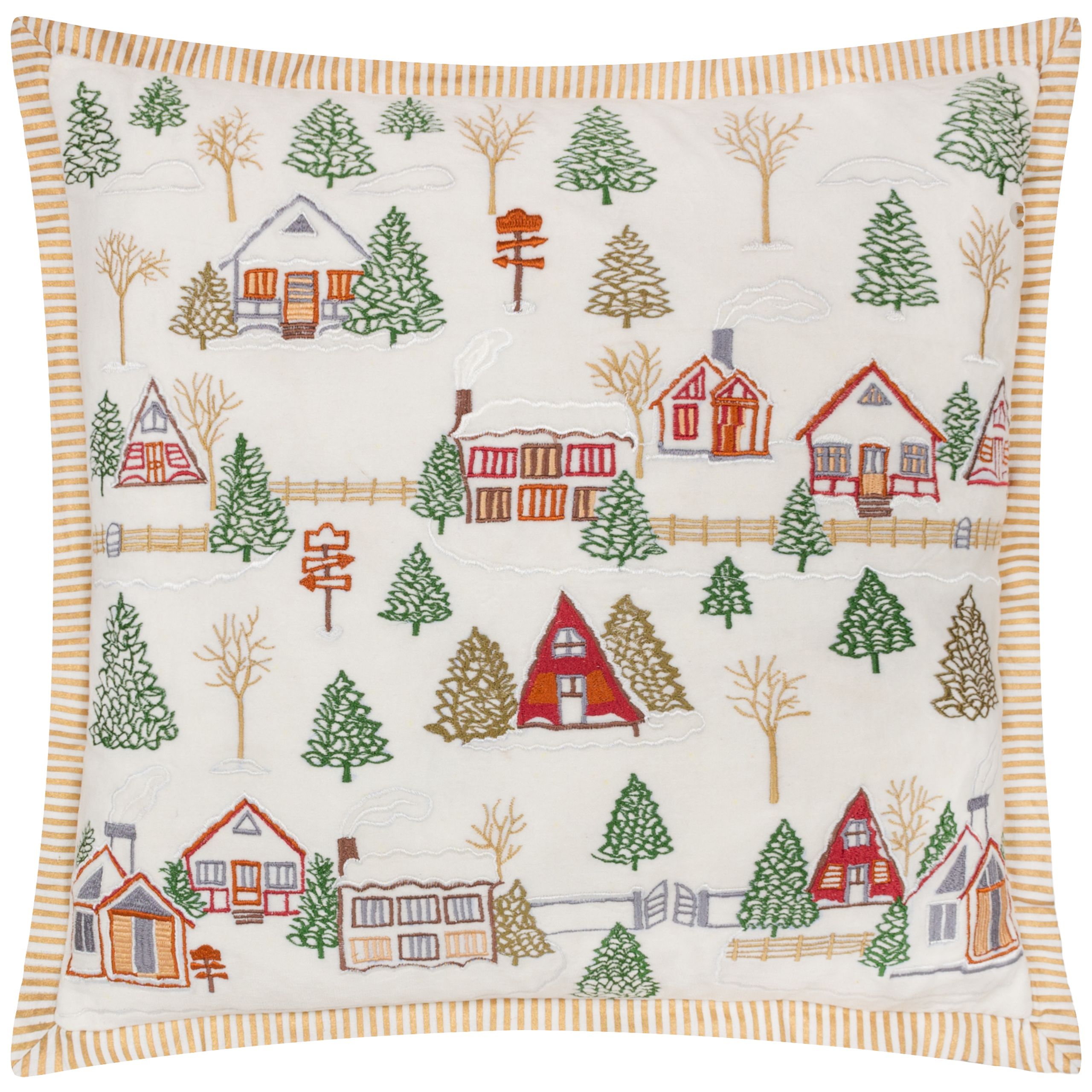 Paoletti Winter Ski Lodges Embroidered Polyester Filled Cushion