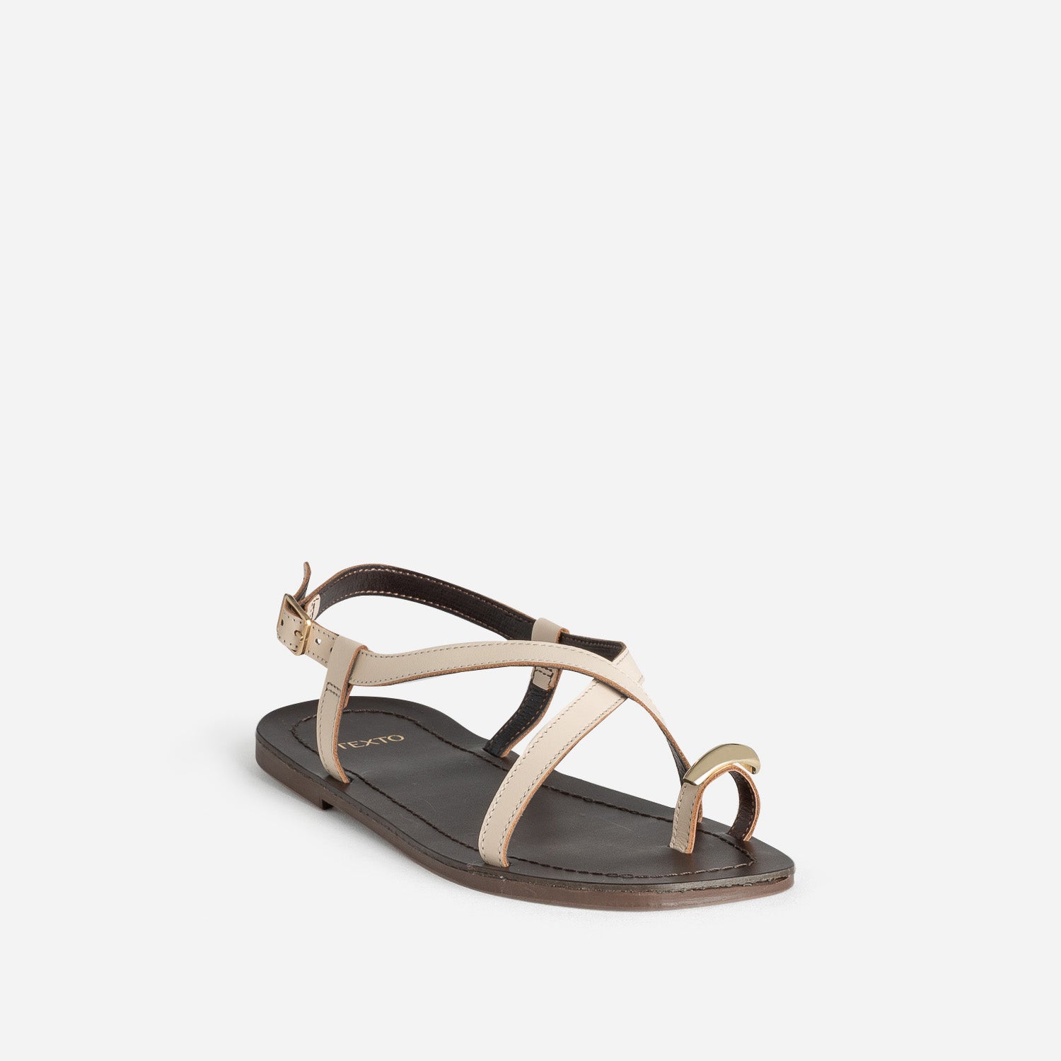 Sandale en cuir écru