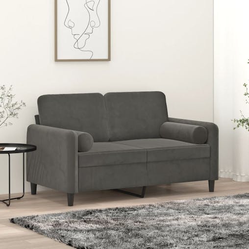 NNEVL Throw Pillows 2 pcs Dark Grey &Oslash;15x50 cm Velvet
