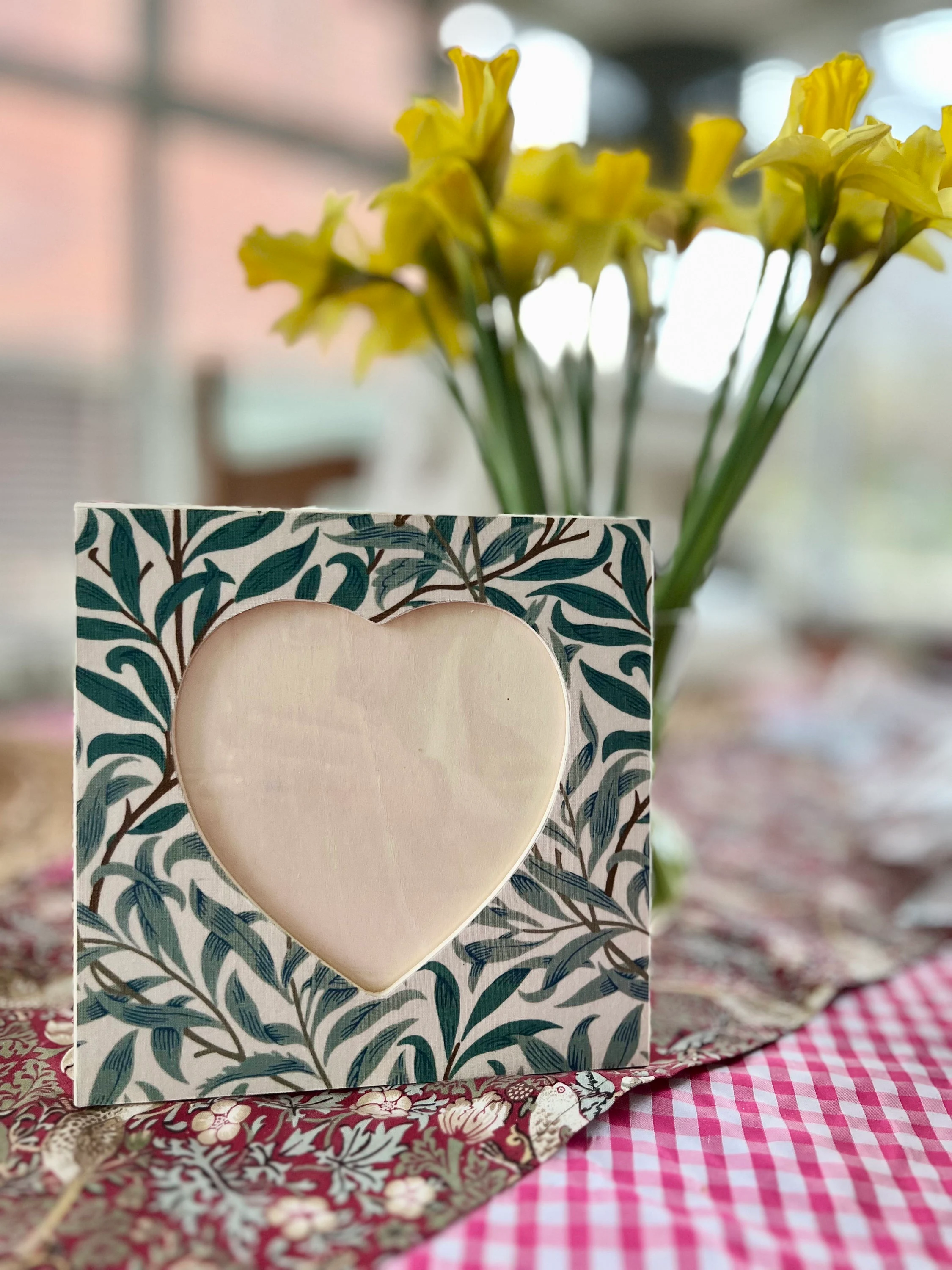 William Morris Heart Photo Frame: Willow Bough & Liberty Fabric