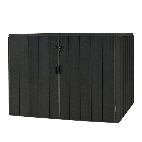 WPC-Mülltonnenverkleidung »MVG-J28«, XL 2er/4er, BxHxT: 142 x 117 x 102 cm, Metall, Holzoptik, erweiterbar