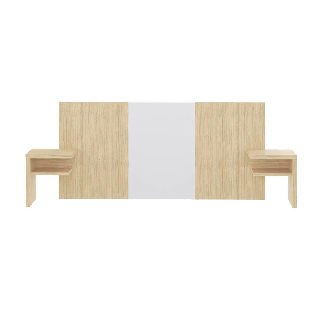 HUGO - Tête de lit  placage blanc et chêne clair