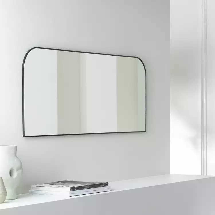 Habitat Black Round Edge Rectangular Wall Mirror - 40x100cm