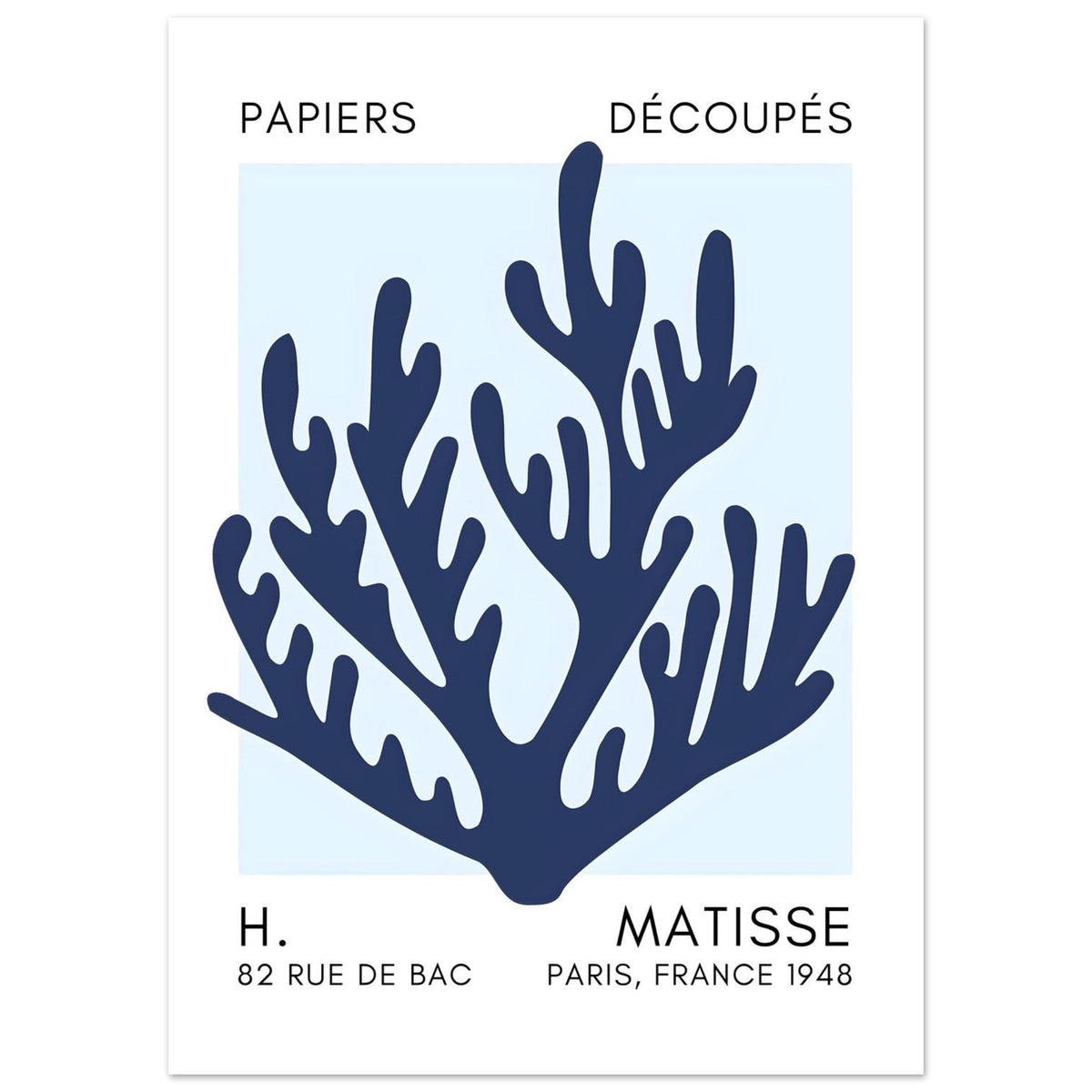 Artfulprints Poster Matisse – Coral harmony navy blue I  - 50x70 cm - Blauw