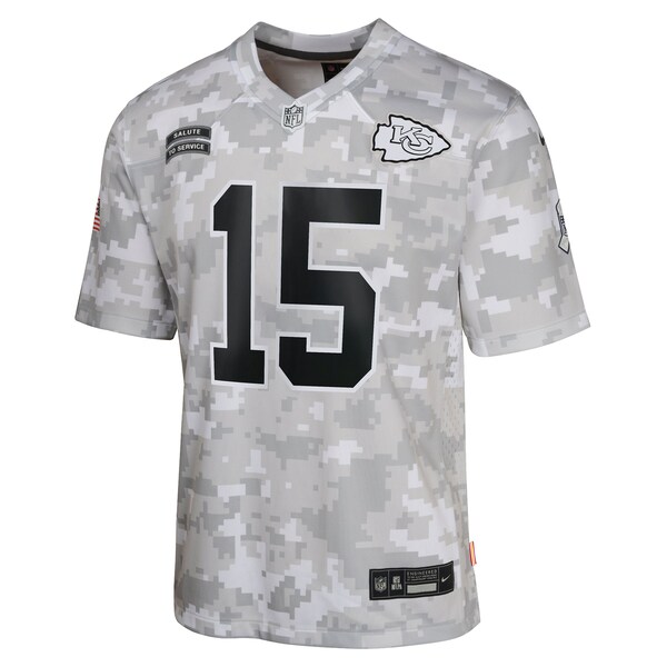 Patrick Mahomes Kansas City Chiefs Nike Youth 2024 Salute to Service Game Jersey - Arctic Camo