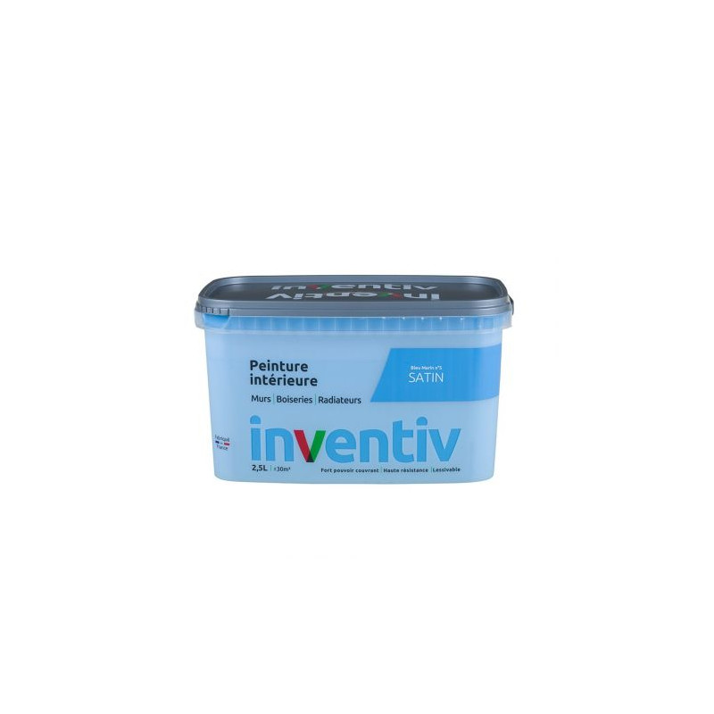 Peinture pour mur boiserie radiateur Bleu Marin n°5 satiné 2,5 L INVENTIV