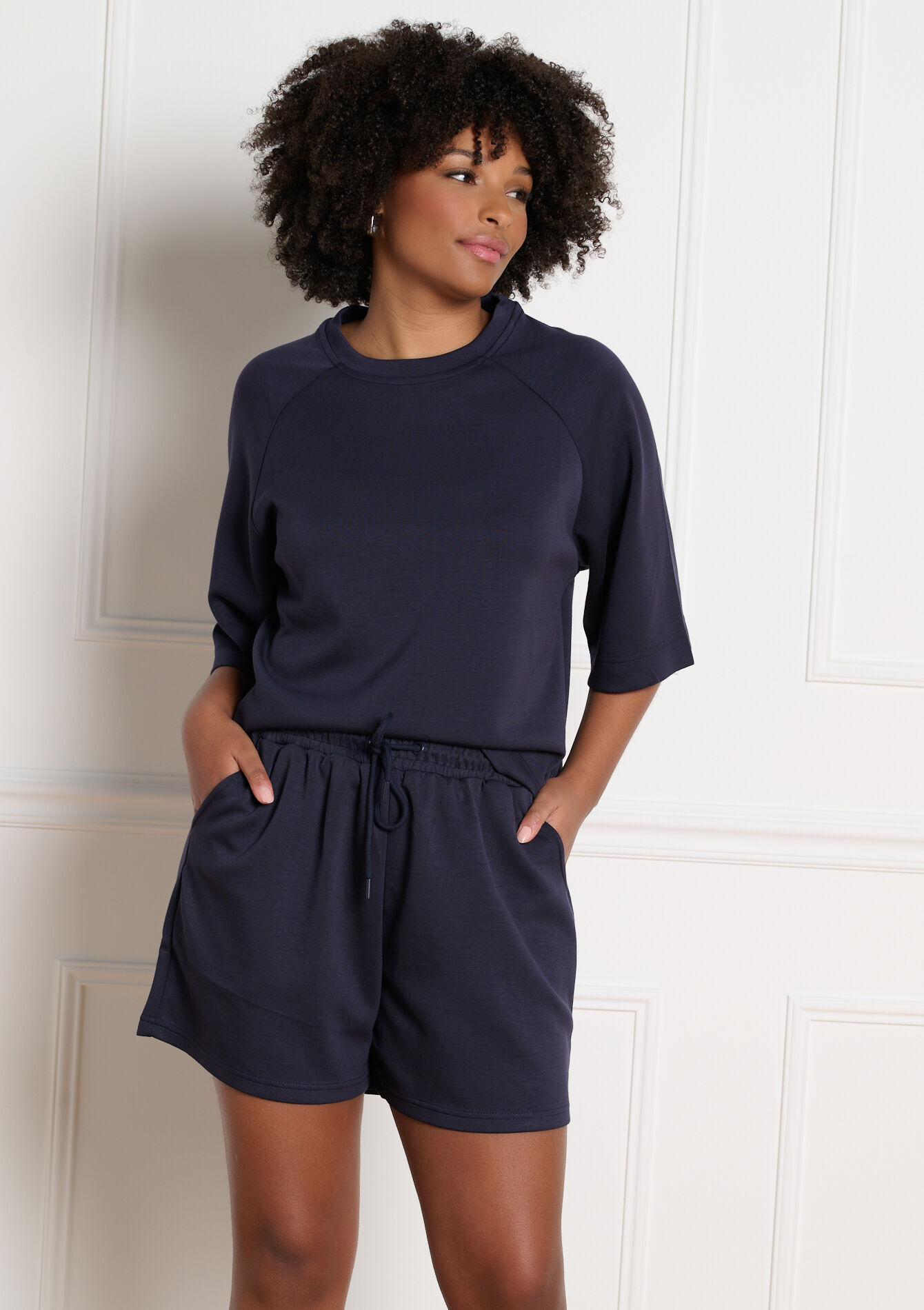 Soepele short met elastische taille