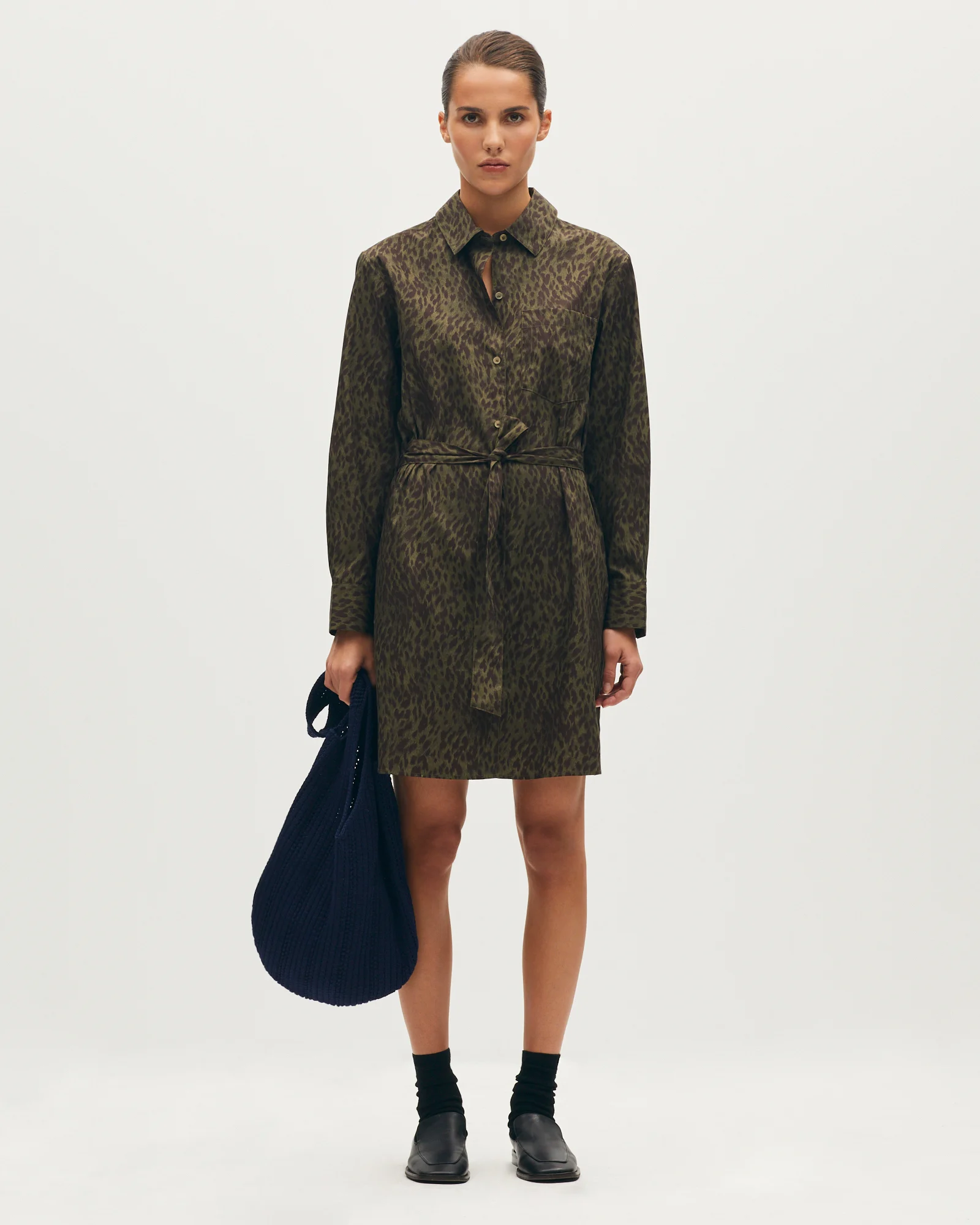 Robe chemise imprimée léopard