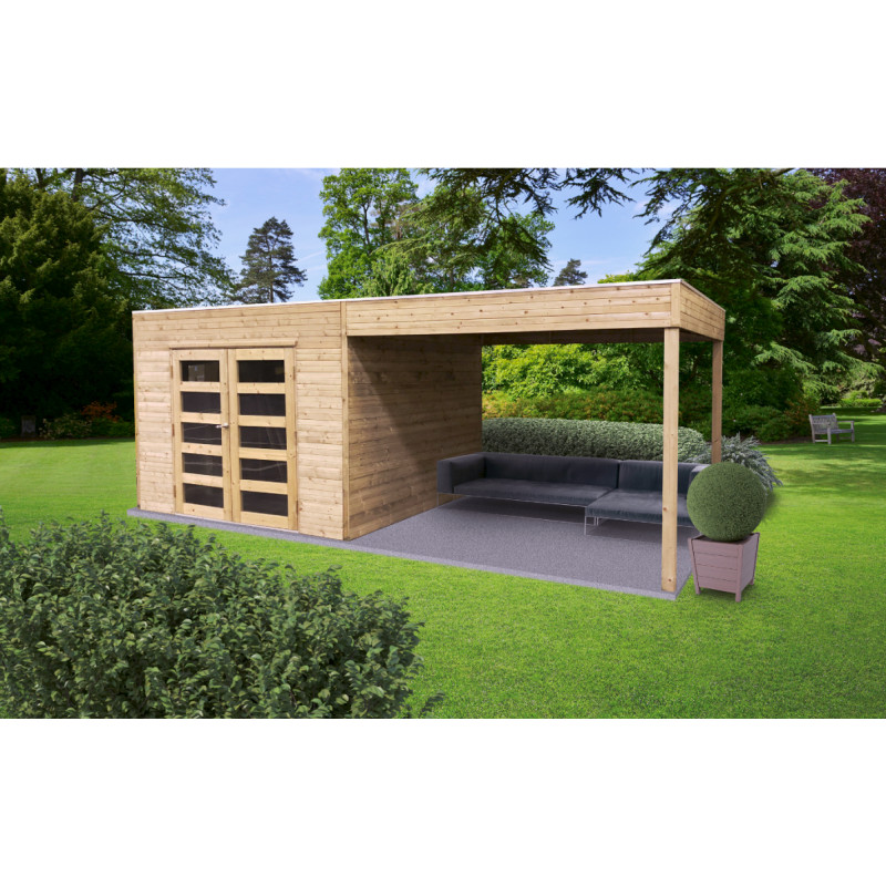 Abri de jardin en bois Tarento traité 19 mm 2,98 x 2,9   2,92 m SOLID