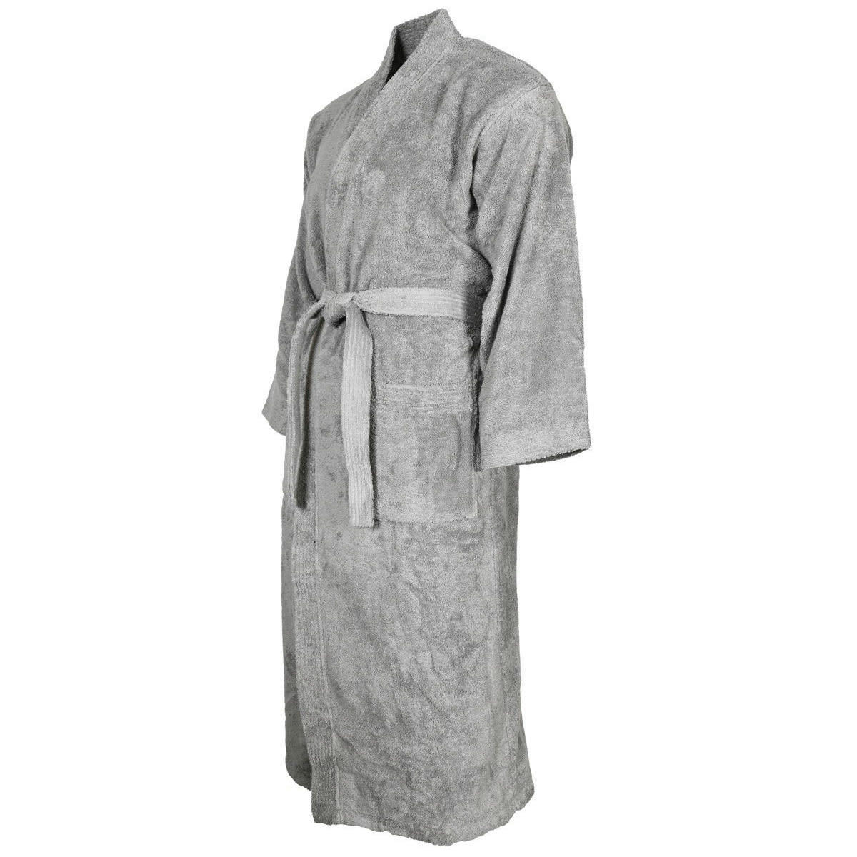 LUXURY - Peignoir col kimono en coton  Gris Perle L