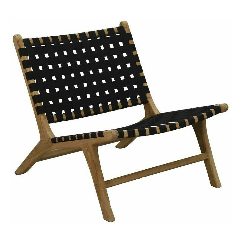 - Fauteuil design en teck et nylon tressé noir