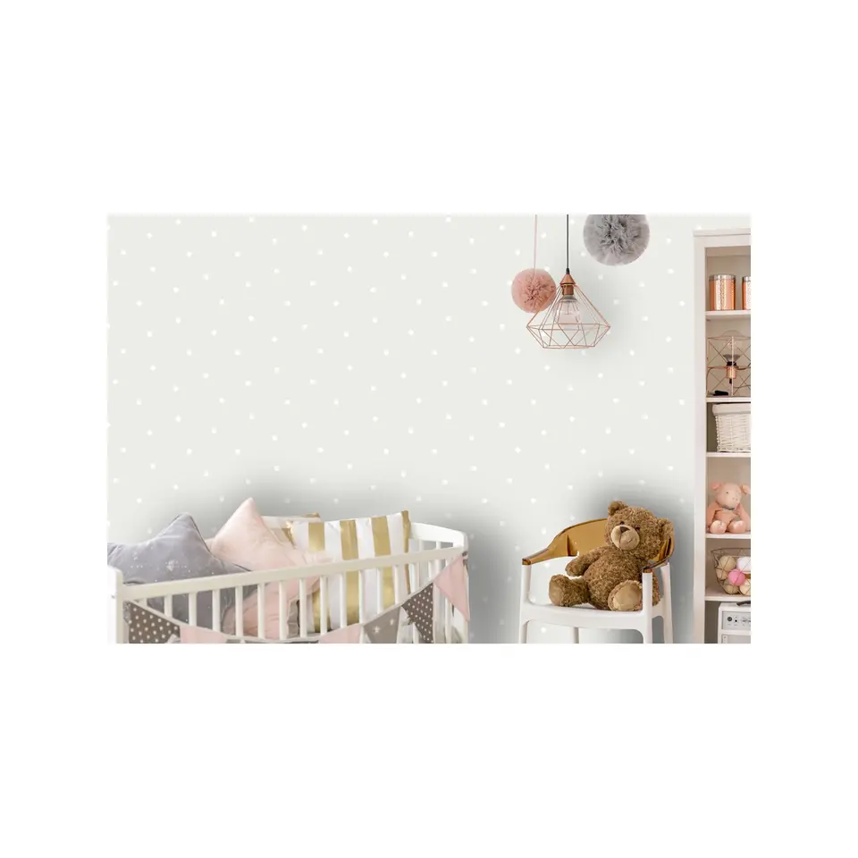 Dutch Wallcoverings - Make Believe Dotty grijs/wit - 0,53x10,05m