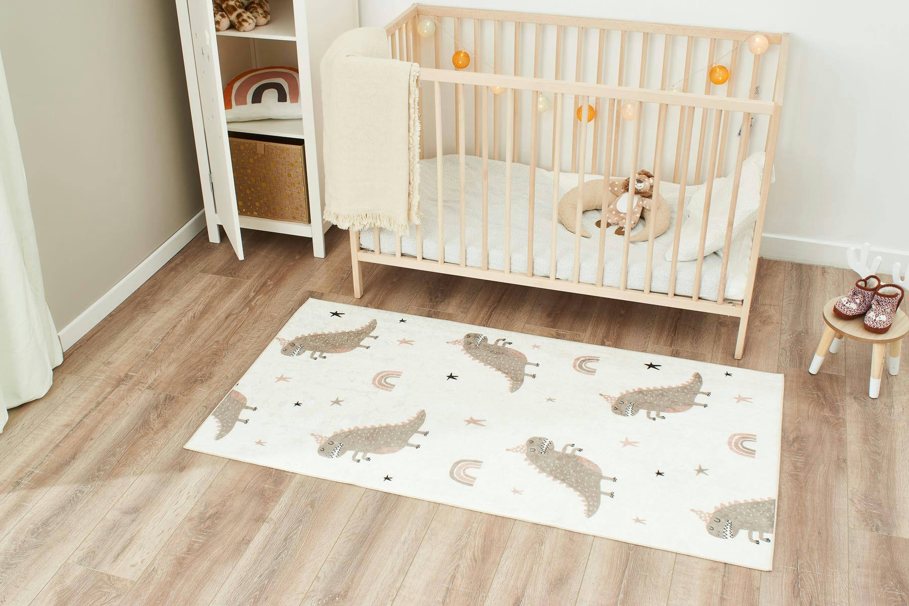 HAPPY - Tapis enfant dinosaure vert 80x150