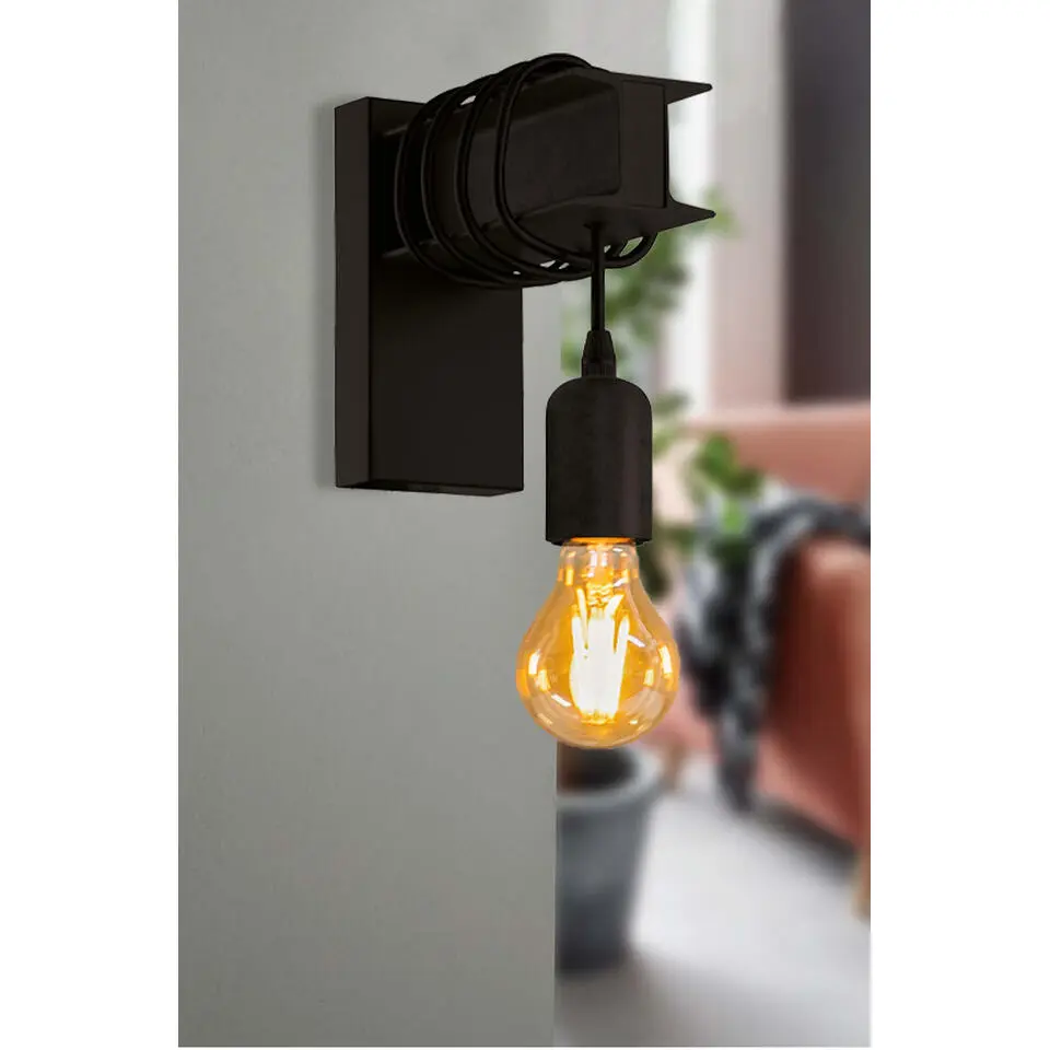 EGLO Townshend 6 Wandlamp - E27 - 19 cm - Zwart
