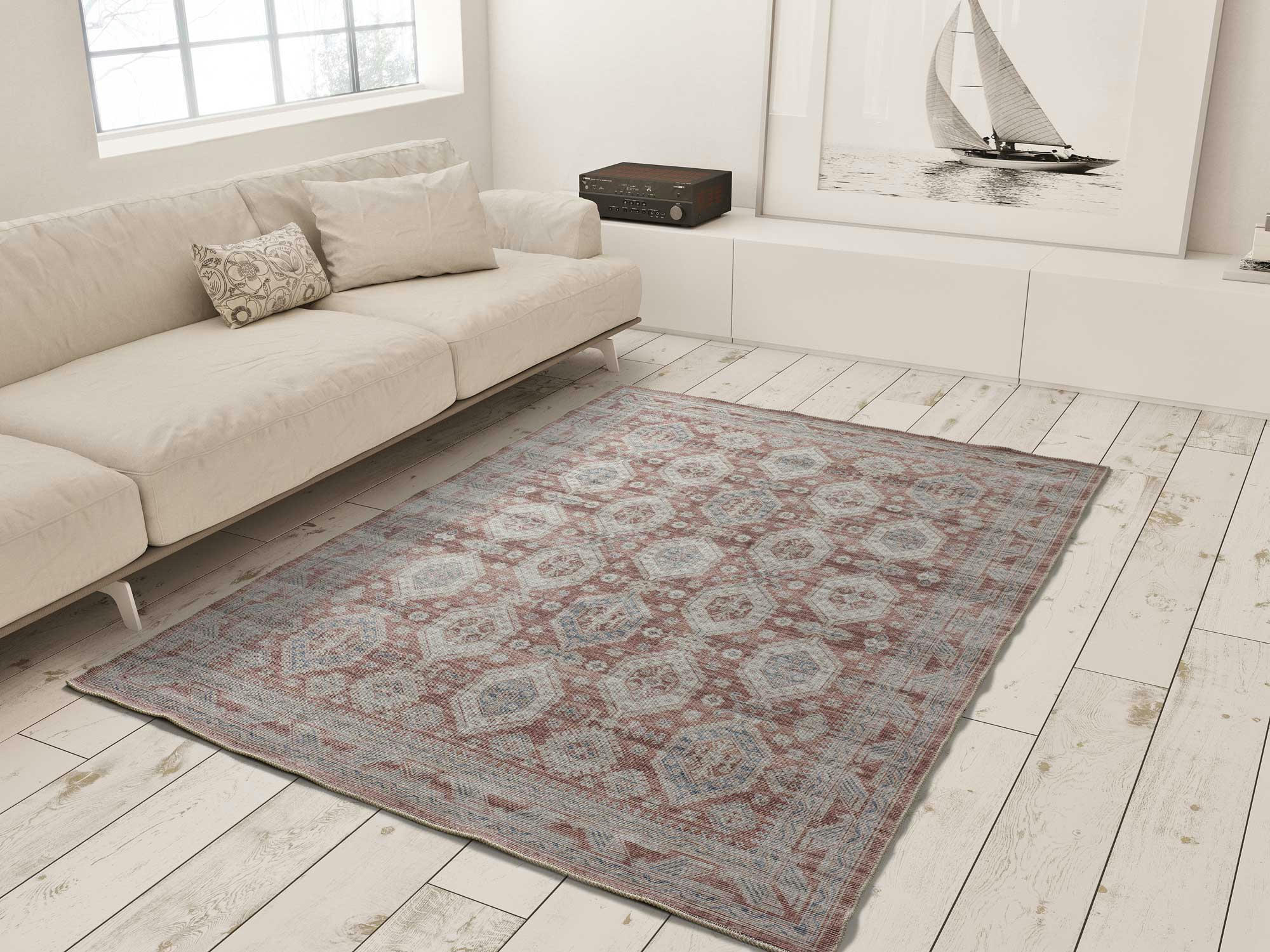 MANDALA - Tapis vintage lavable couleur terra, 160X230 cm