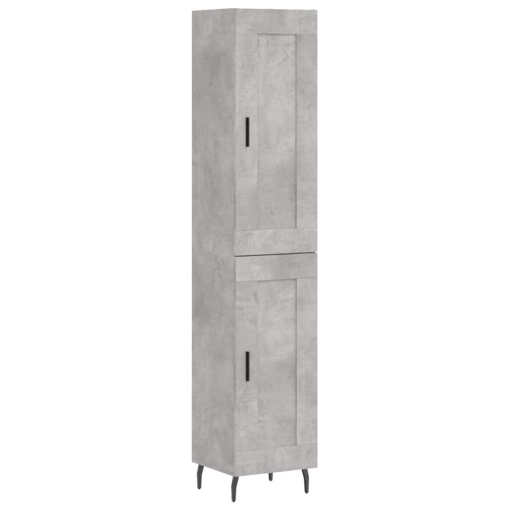 Szafka Komoda Regał Szara Beton z Drzwiami 34.5x34x180 cm do Salonu Pokoju