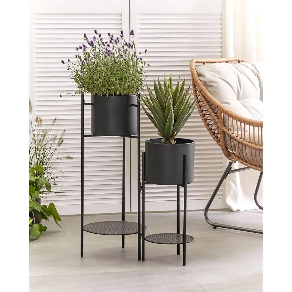 ULMUS - Planten standaard - Zwart - 56 x 32 x 79 cm - Metaal