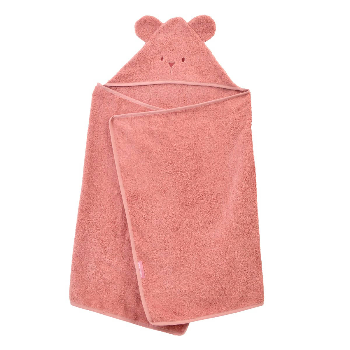 OURSON - Cape de bain coton bio bois de rose 70x140 cm