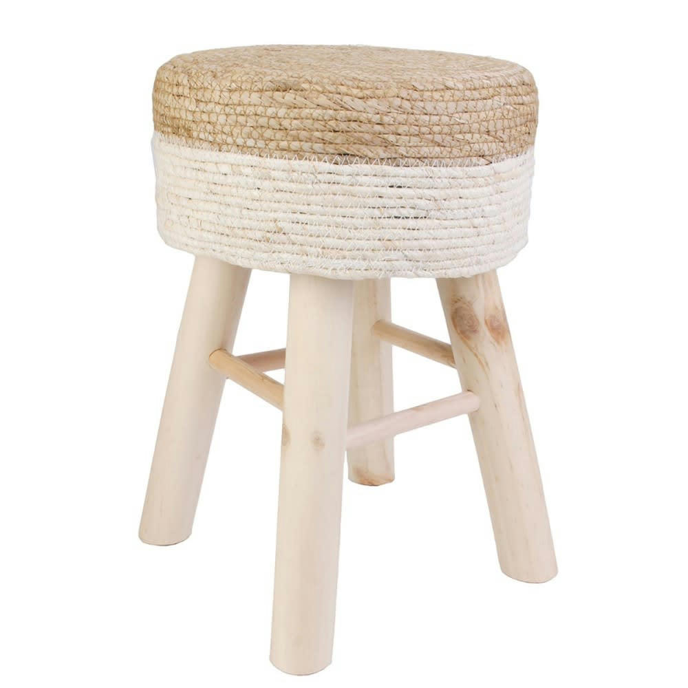 BLUE LAGOON - Tabouret beige pin 29x43,5x29cm