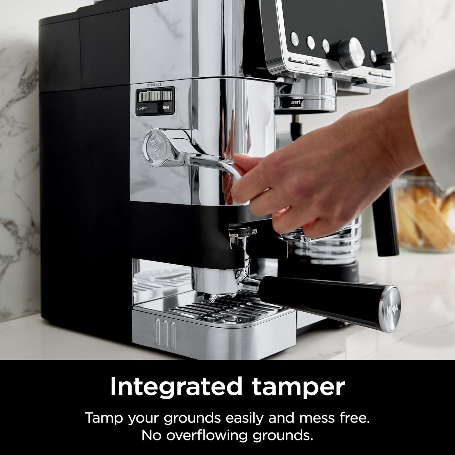 Ninja Luxe Café Pro Series, Espresso Machine, Drip Coffee, Cold Brew, Hot Water, Integrated Tamper, Built-in Grinder, Hands-Free Frother for Cappuccinos, Lattes, Americanos, Dairy or Non-Dairy, ES701 (Renewed)