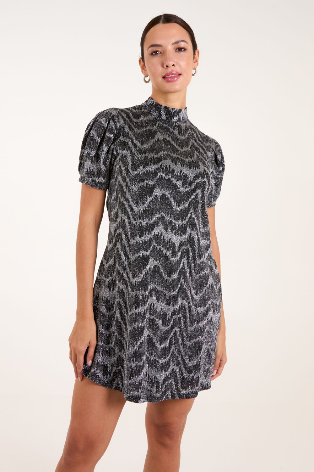Blue Vanilla Puff Sleeve Swing Dress