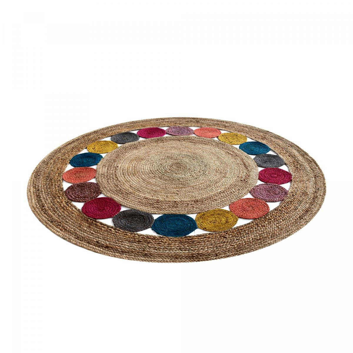 JT RONDAROND - Tapis rond en jute multicolore 250x250 rond