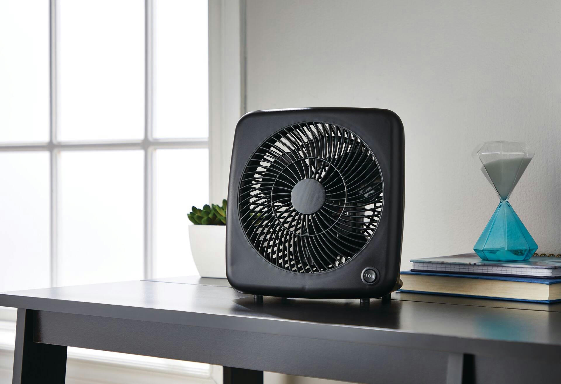 For Living Slim Portable Personal Table/Desk Fan, 2-Speed, Black, 7-in