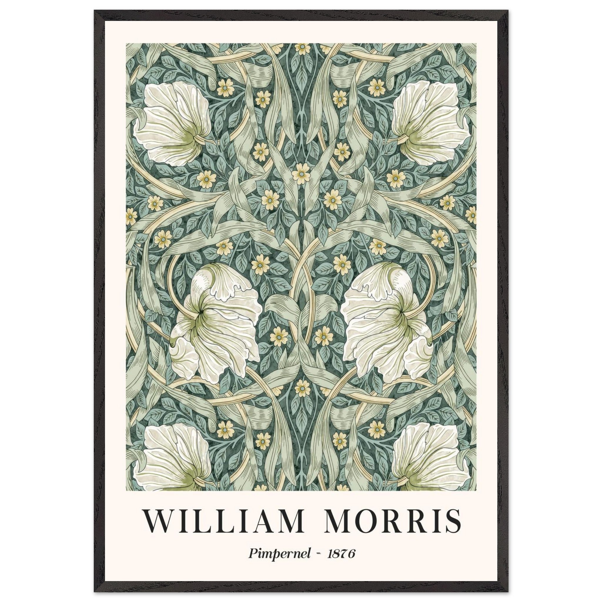 Artfulprints Poster met Lijst William Morris - Pimpernel 1876  - 70x100 cm - Groen